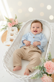 Conjunto menino: camisa musselina e calças