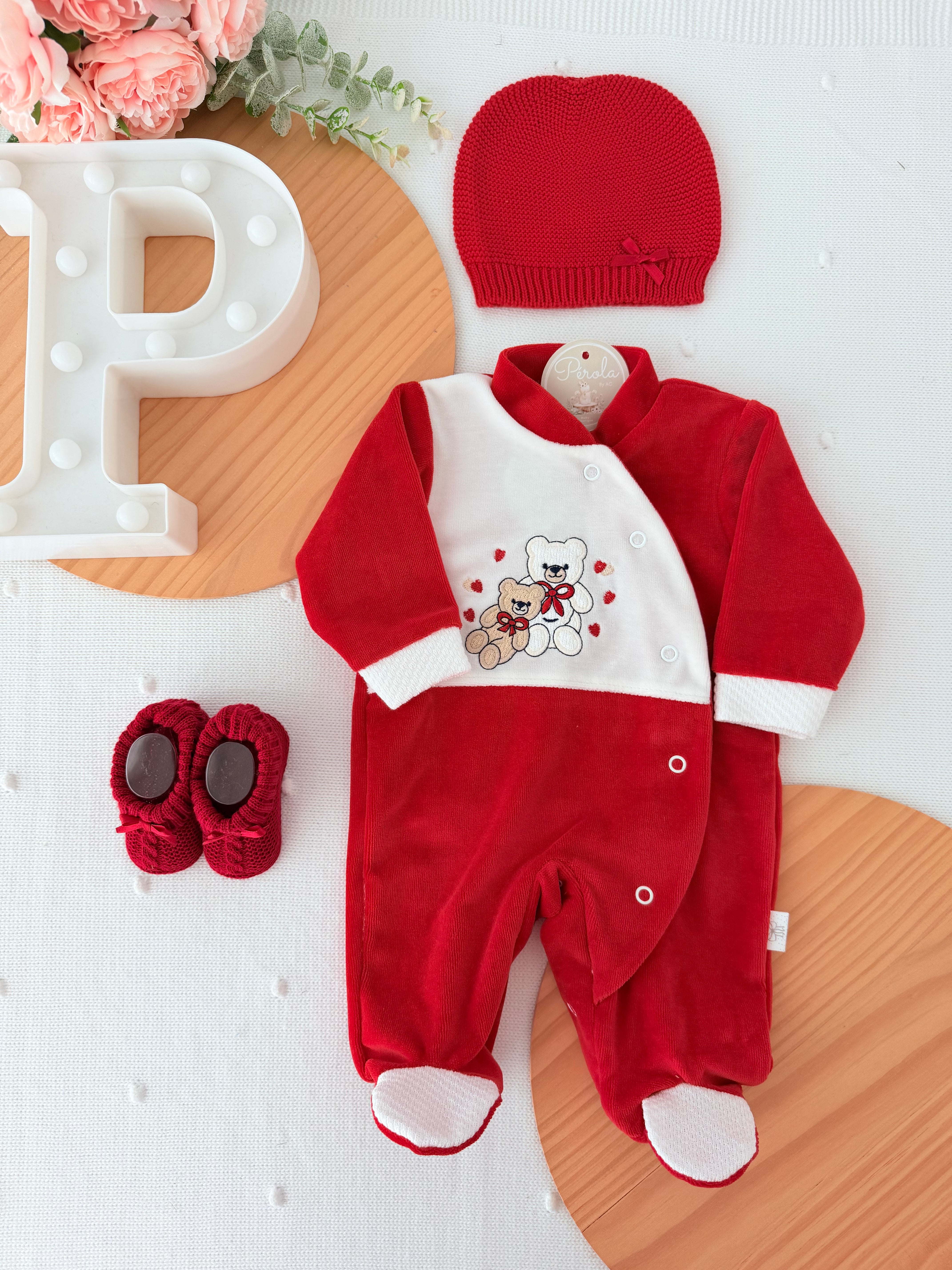 Babygrow corações em veludo