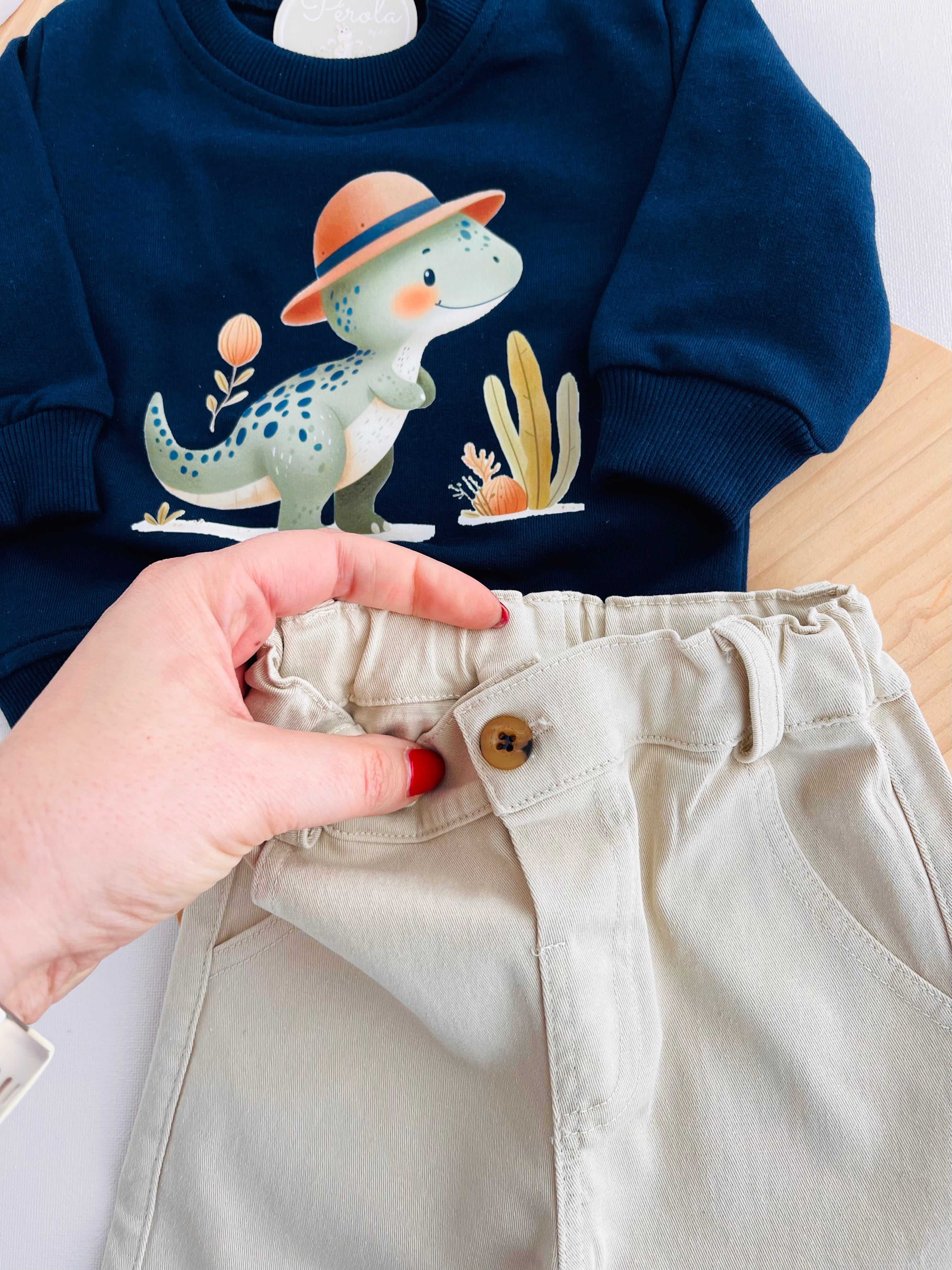 Conjunto explorador: calças em sarja e camisola (3-24m)