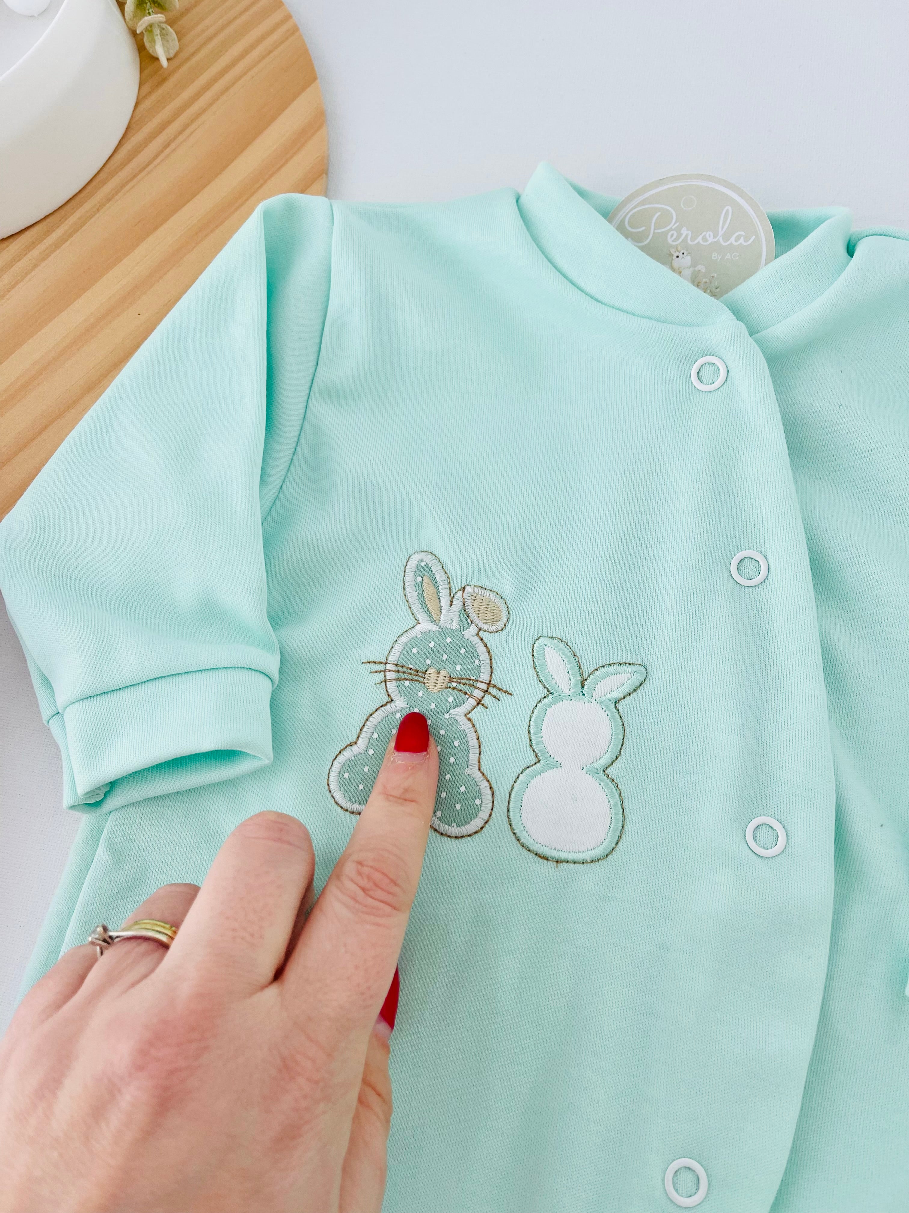 Babygrow algodão coelhinhos 3m 6m 9m e 12m