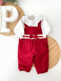 Conjunto jardineiras e blusa  vermelho