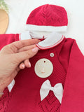 Pack saída de maternidade VERMELHO 5 peças: body, calças, jardineiras, camisola e gorro