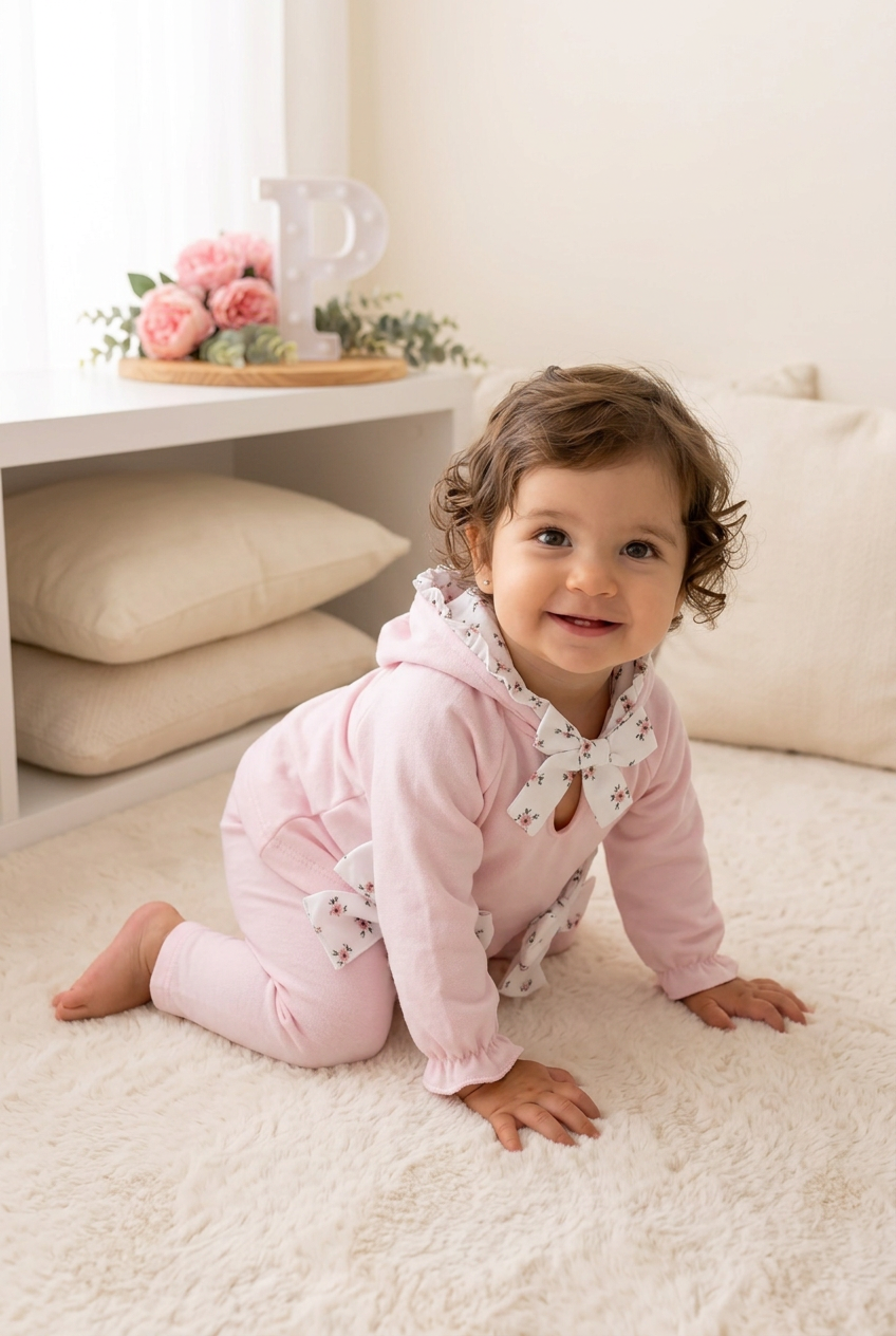 Fato treino rosinhas : camisola e calças 0-24M