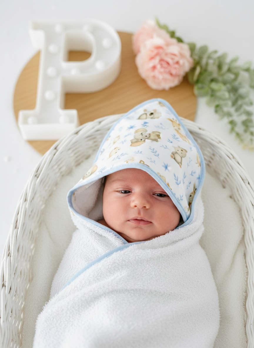 Toalha de banho tema animais amorosos