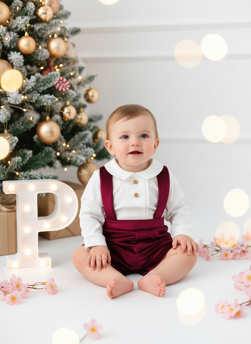 Conjunto premium em veludo: Calções com alças e camisa