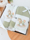 Pack interiores cavalinho: body, calças, gorro, luvas e babete