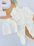 Conjunto malha torcidos: camisola, calças e gorro