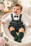 Conjunto xadrez verde menino 6-12-18M