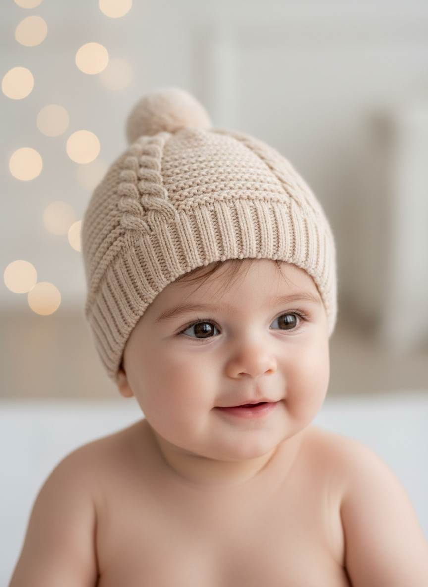 Gorro em malha com pompom