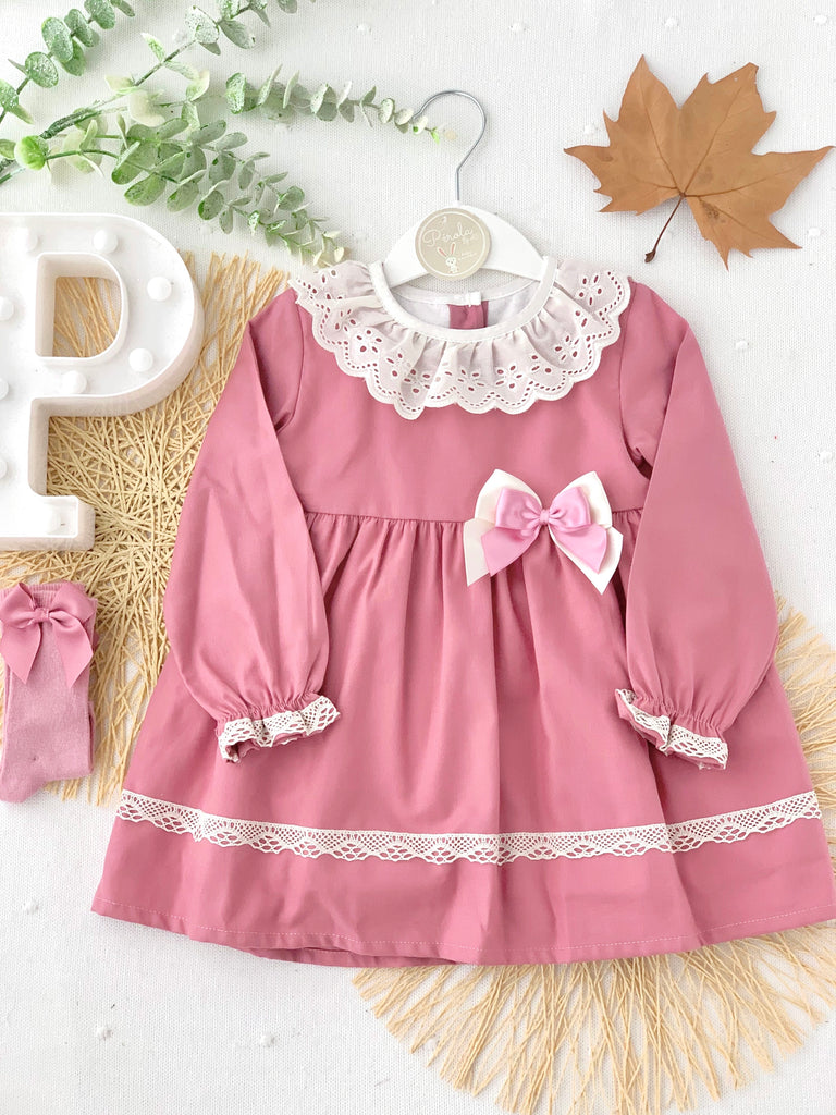 Vestido Premium rosa velho com renda