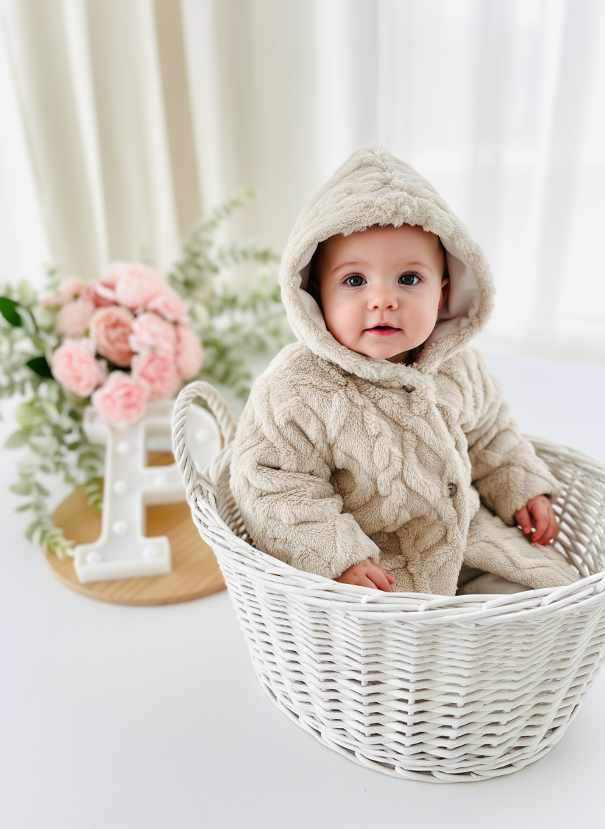 Casaco bege de pêlo muito fofinho