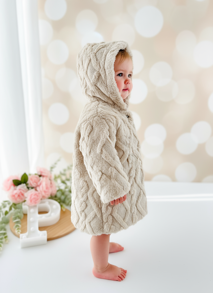 Casaco bege de pêlo muito fofinho