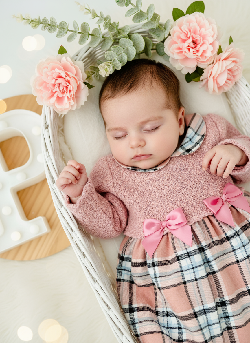 Vestido malha xadrez rosa