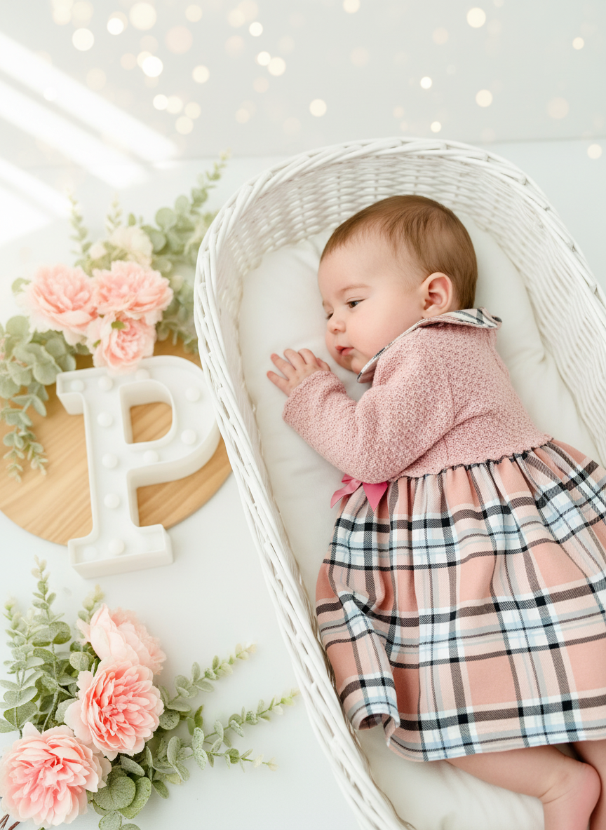 Vestido malha xadrez rosa