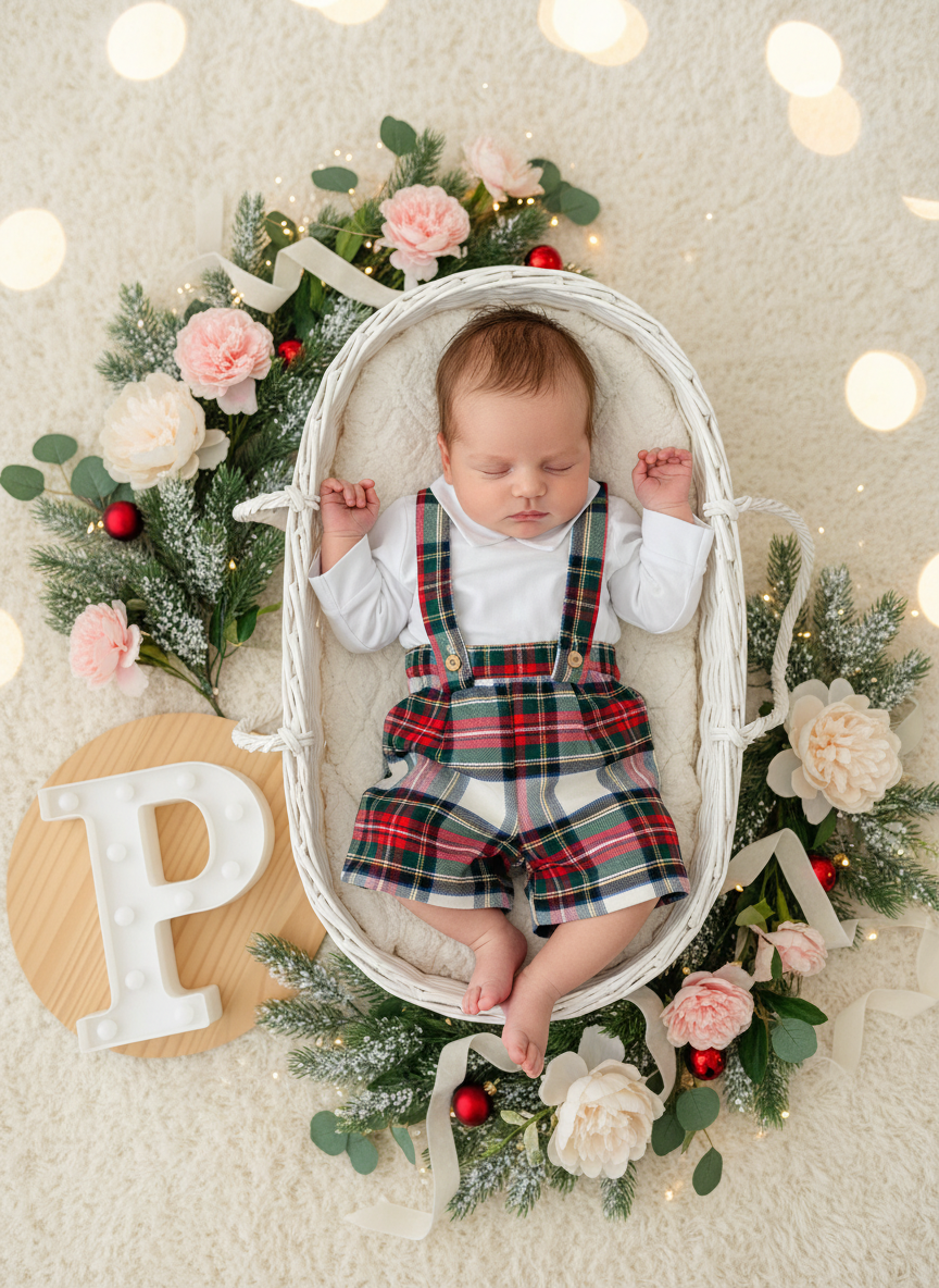 Conjunto xadrez vermelho e branco: Calções com alças e camisa