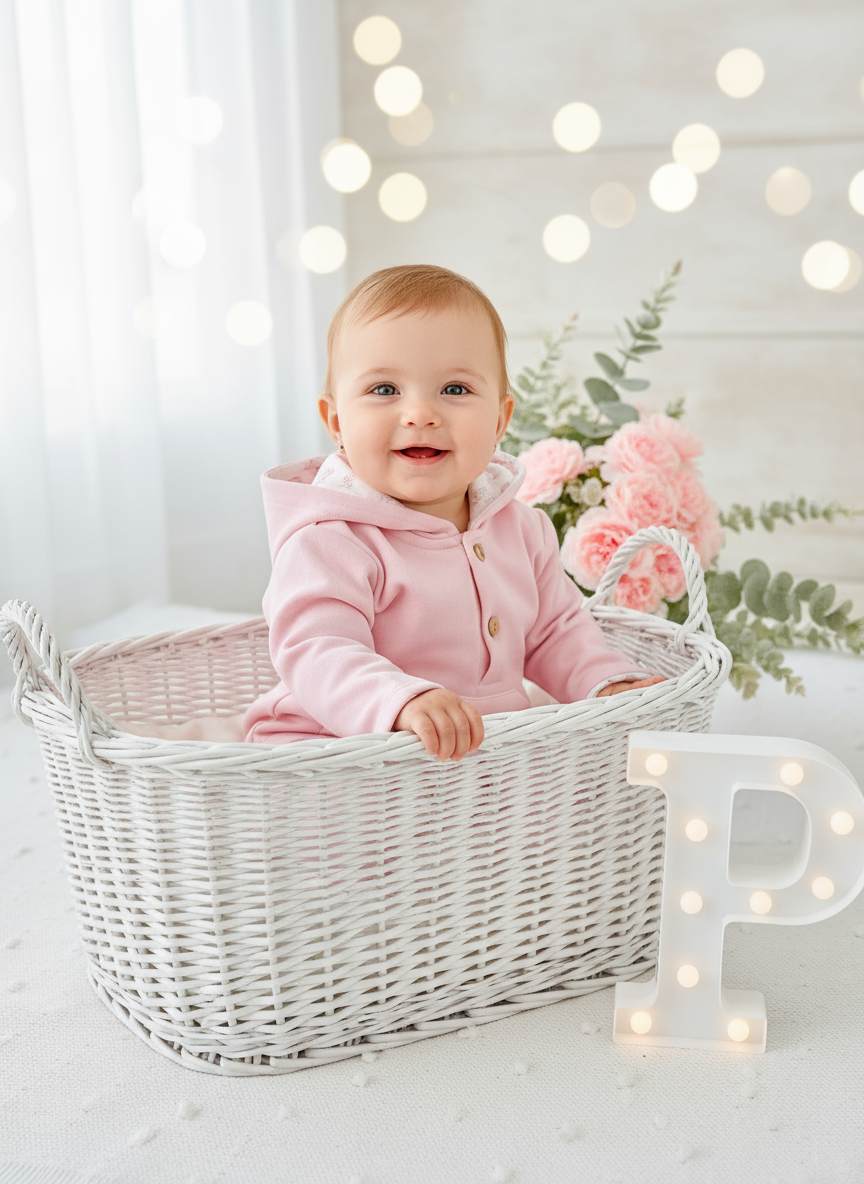 Fato de Treino Rosa com Capuz - Conjunto Cardado Quentinho (3-36m)