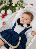 Conjunto renda dourada: blusa e saia com alças