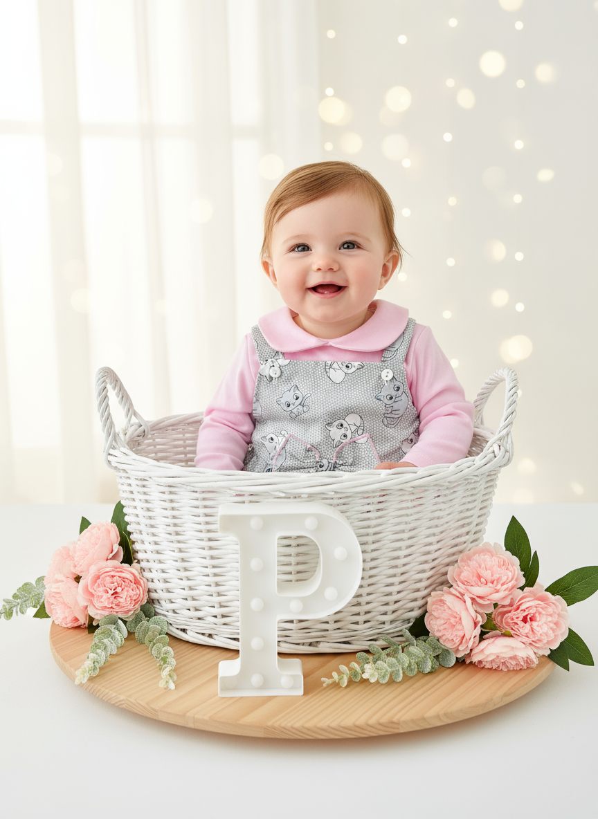 Conjunto com letra P iluminada