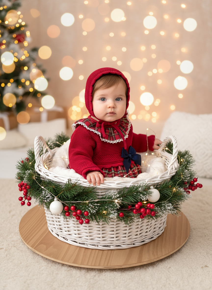 Conjunto completo com touca de atar e decoração natalícia