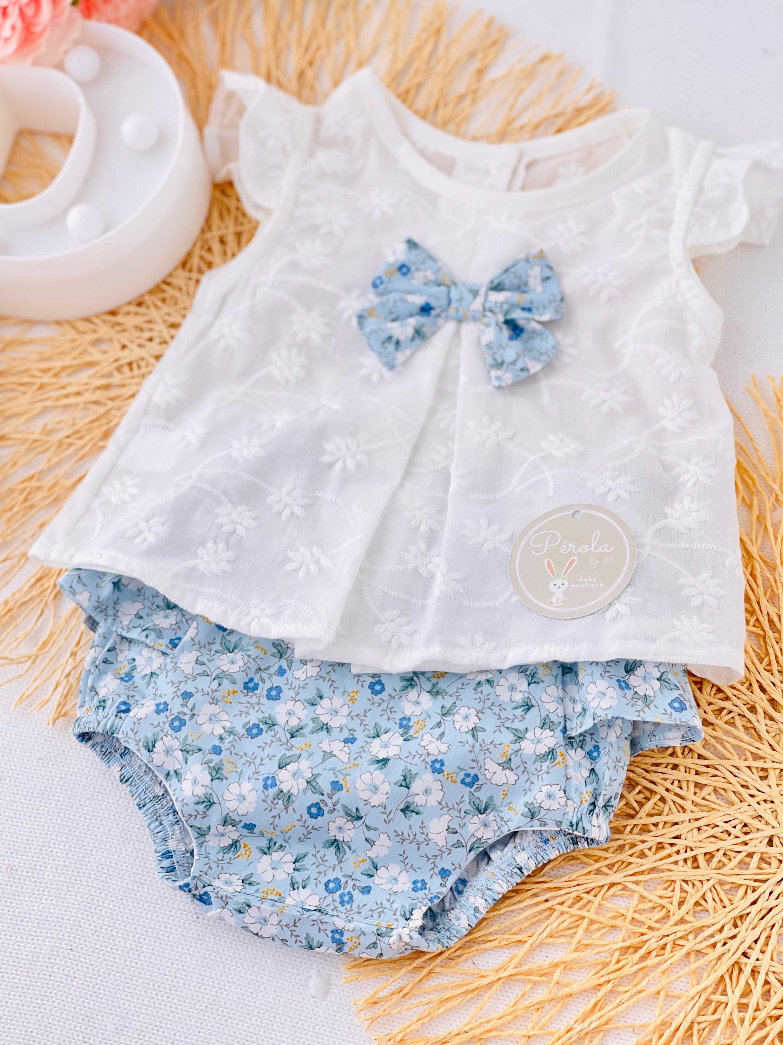 Conjunto túnica e tapa fraldas azul