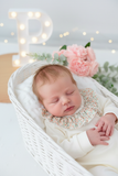 Babygrow Pérola tema flores em algodão