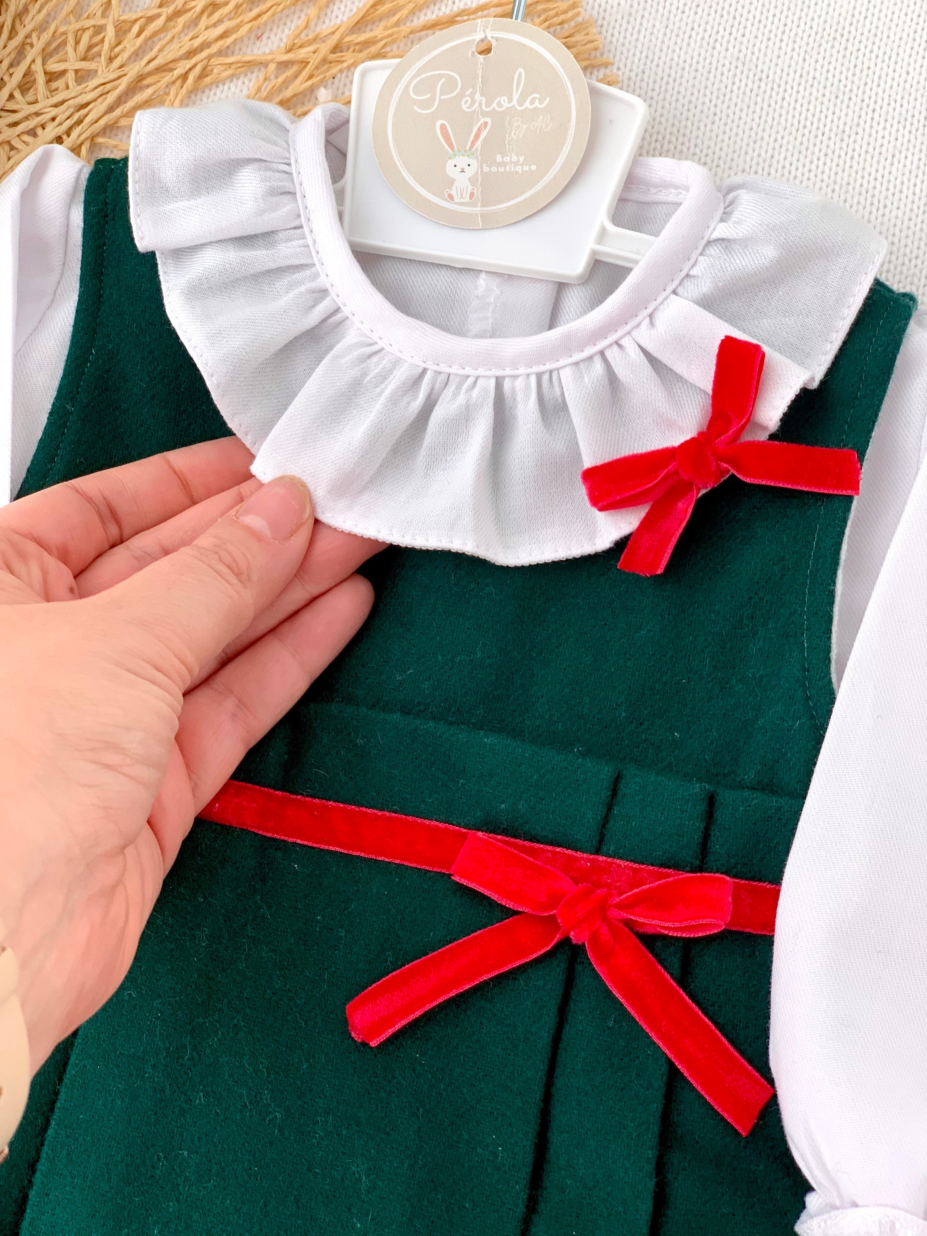 Conjunto fita em veludo: vestido e blusa