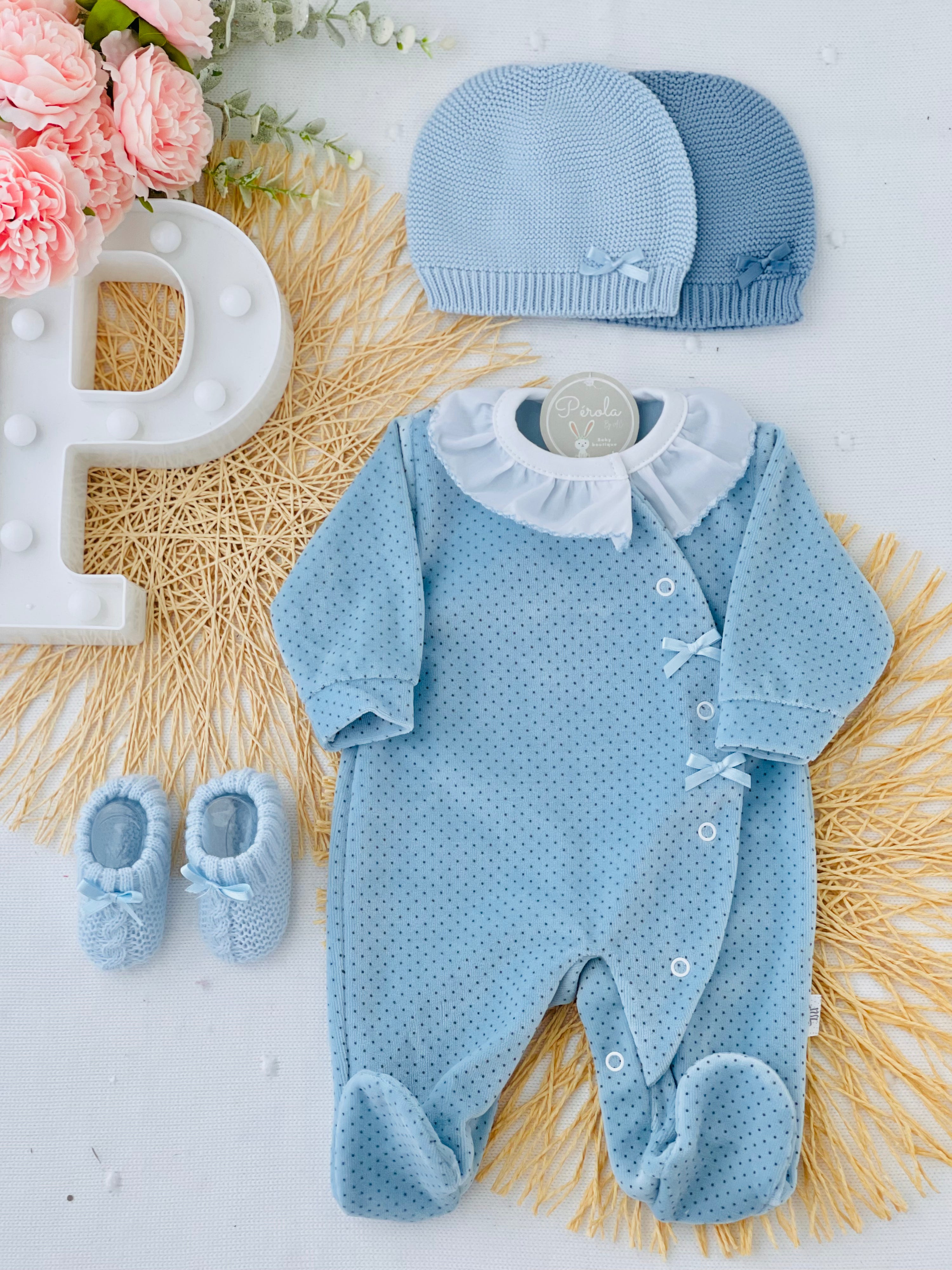 Babygrow pintinhas veludo com golinha