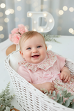 Vestido tema flores e laço 3-12M