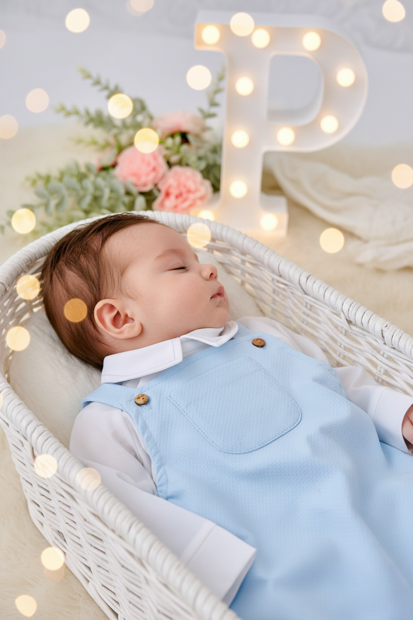 Conjunto azul para menino: fofo e camisa 12M