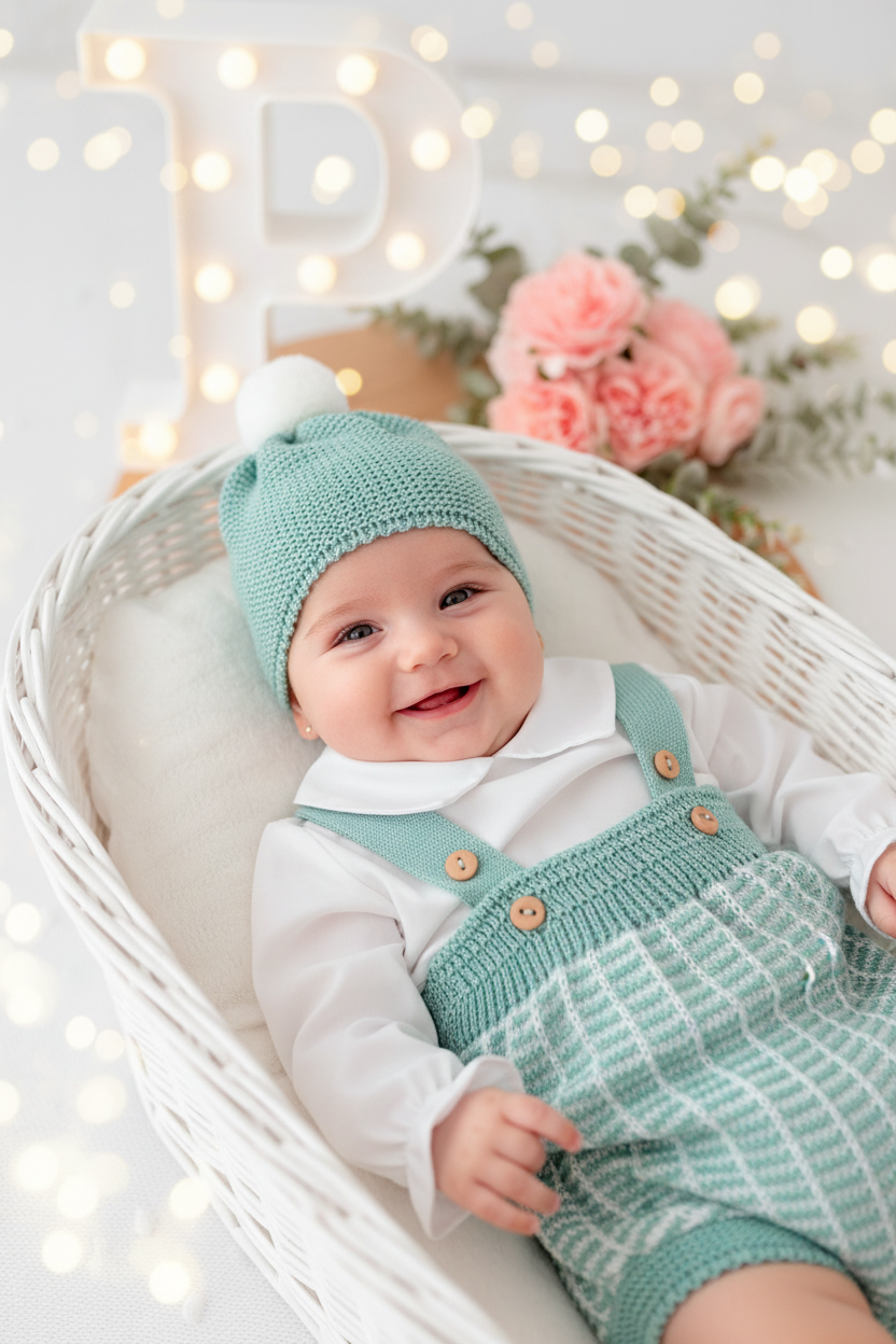 Conjunto doce verde : Fofo, camisa  e gorro