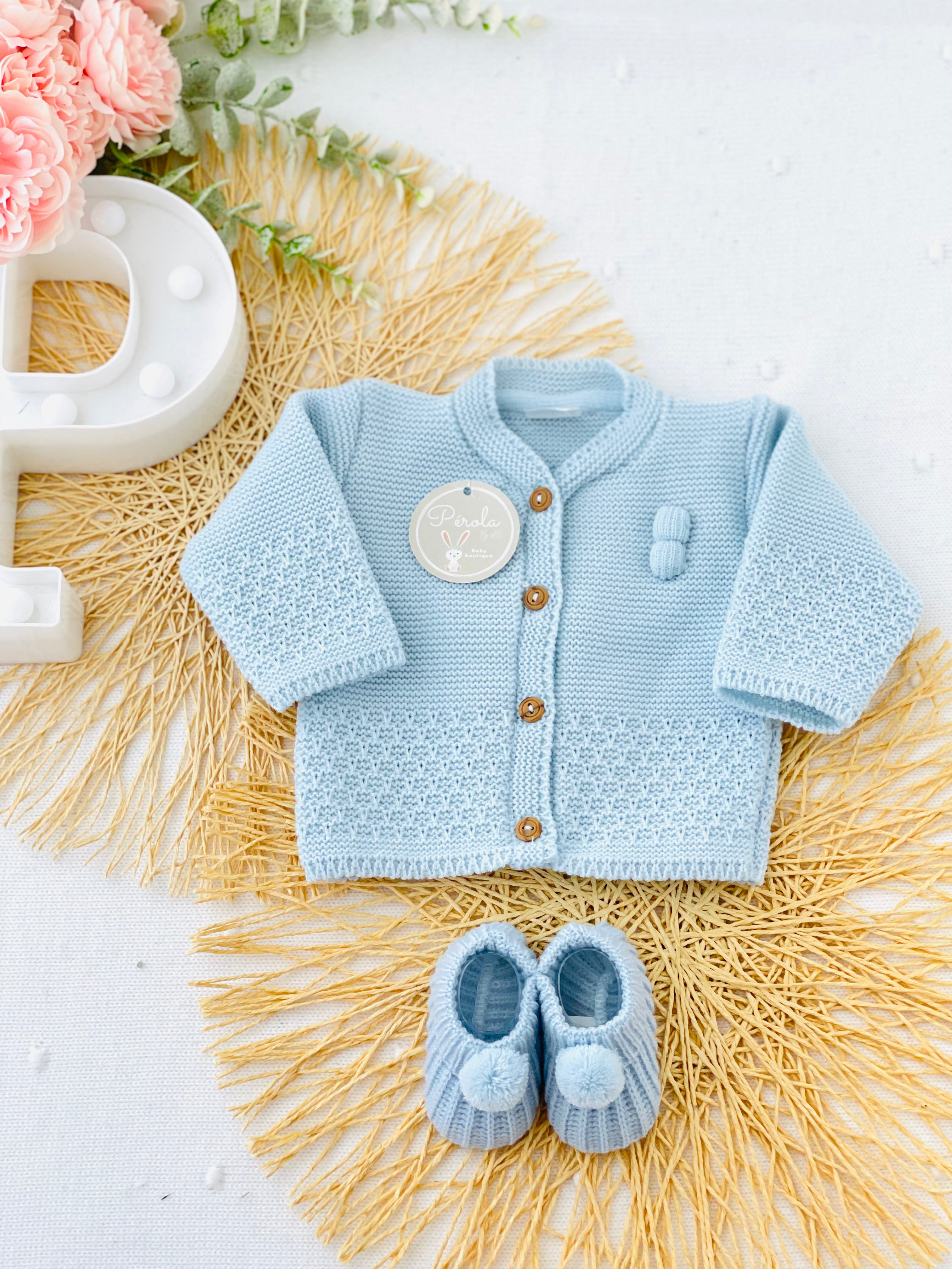 Conjunto pompons: casaco e carapins