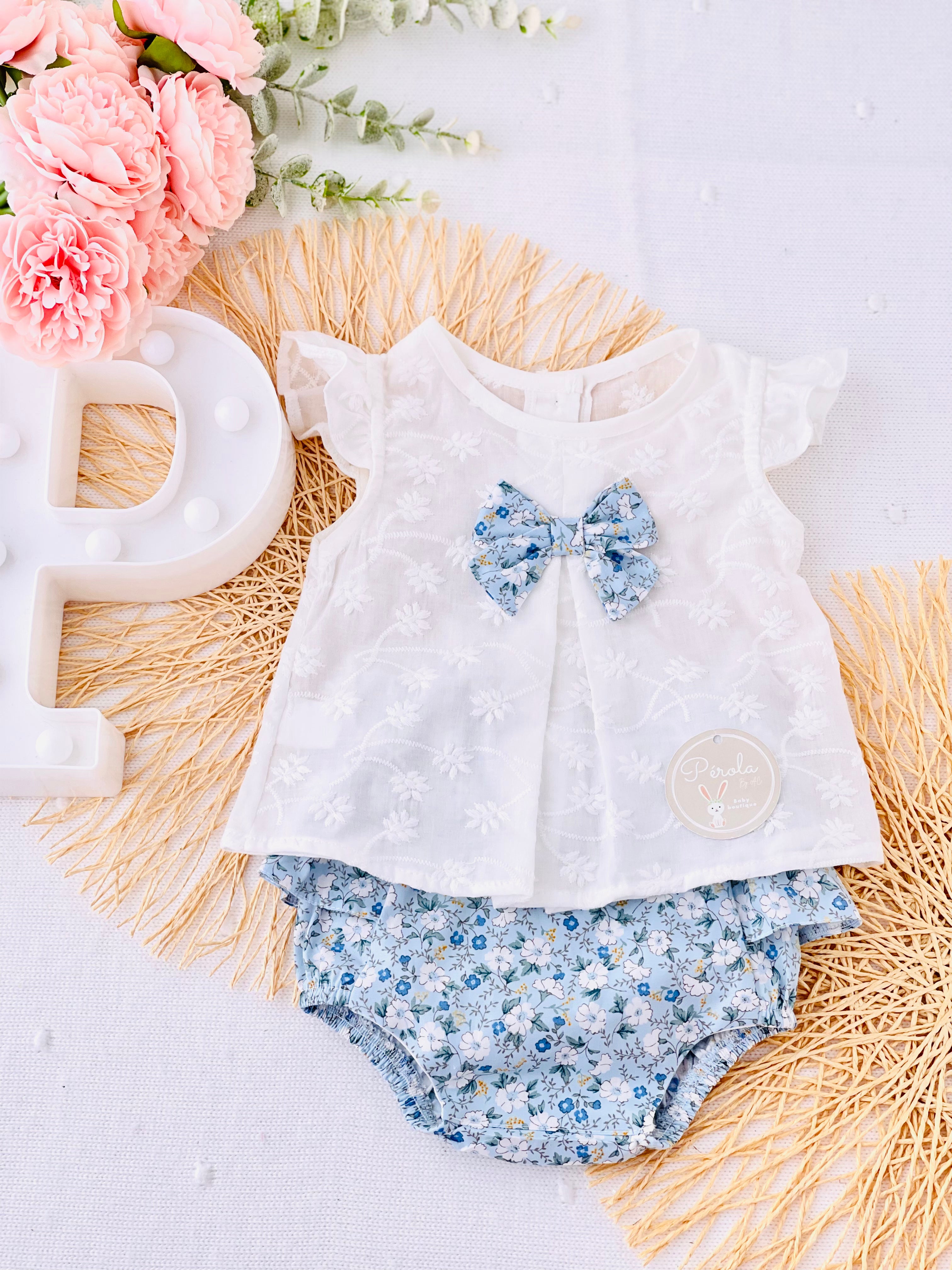 Conjunto túnica e tapa fraldas azul