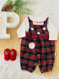 Jardineiras e camisola com carda