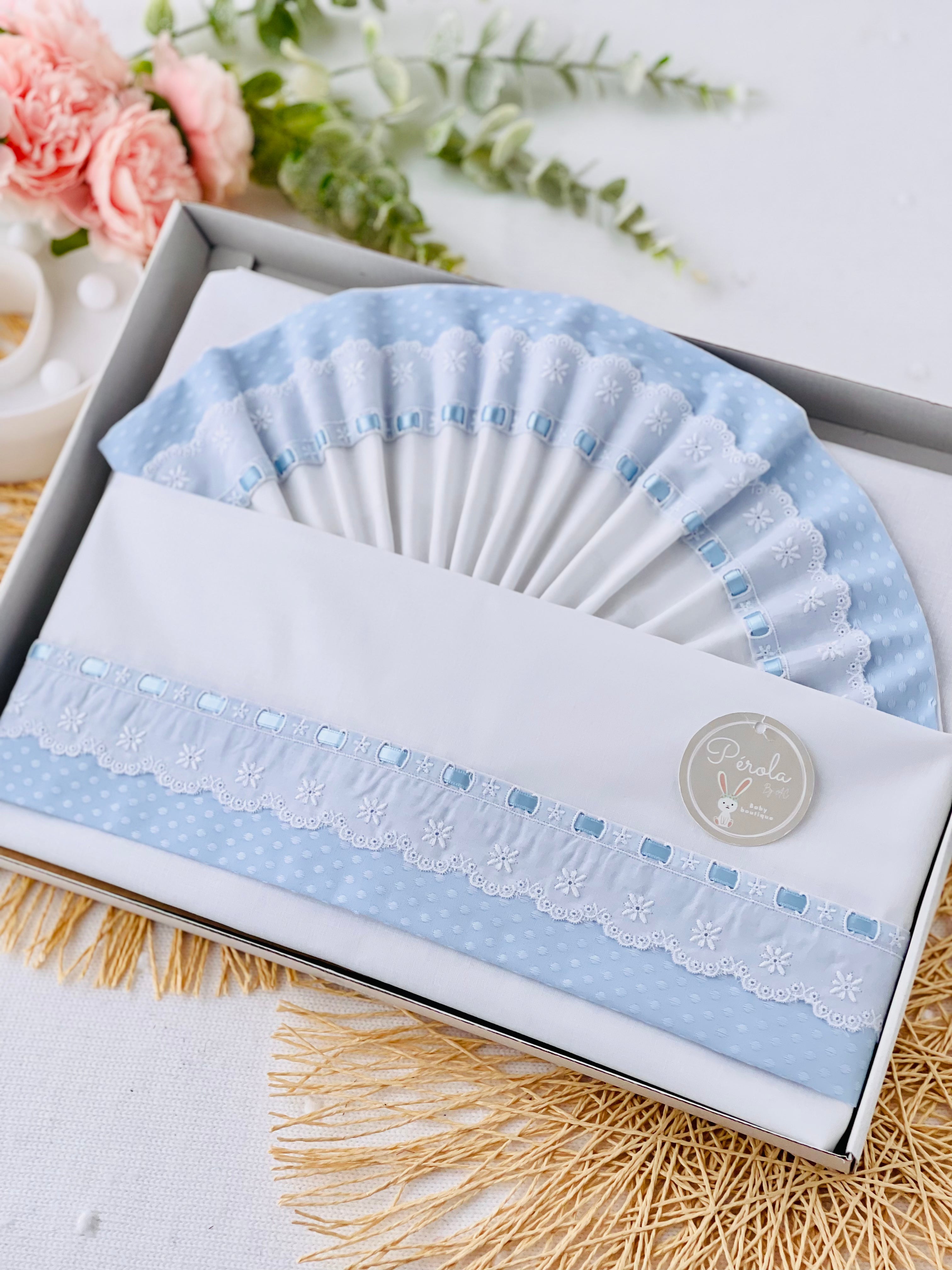 Lençóis algodão bolinhas e renda para CAMA de GRADES