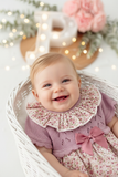 Vestido tema flores e laço 3-12M