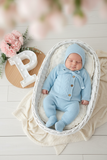 Conjunto em malha quentinha para bebés: casaco, calças e touca