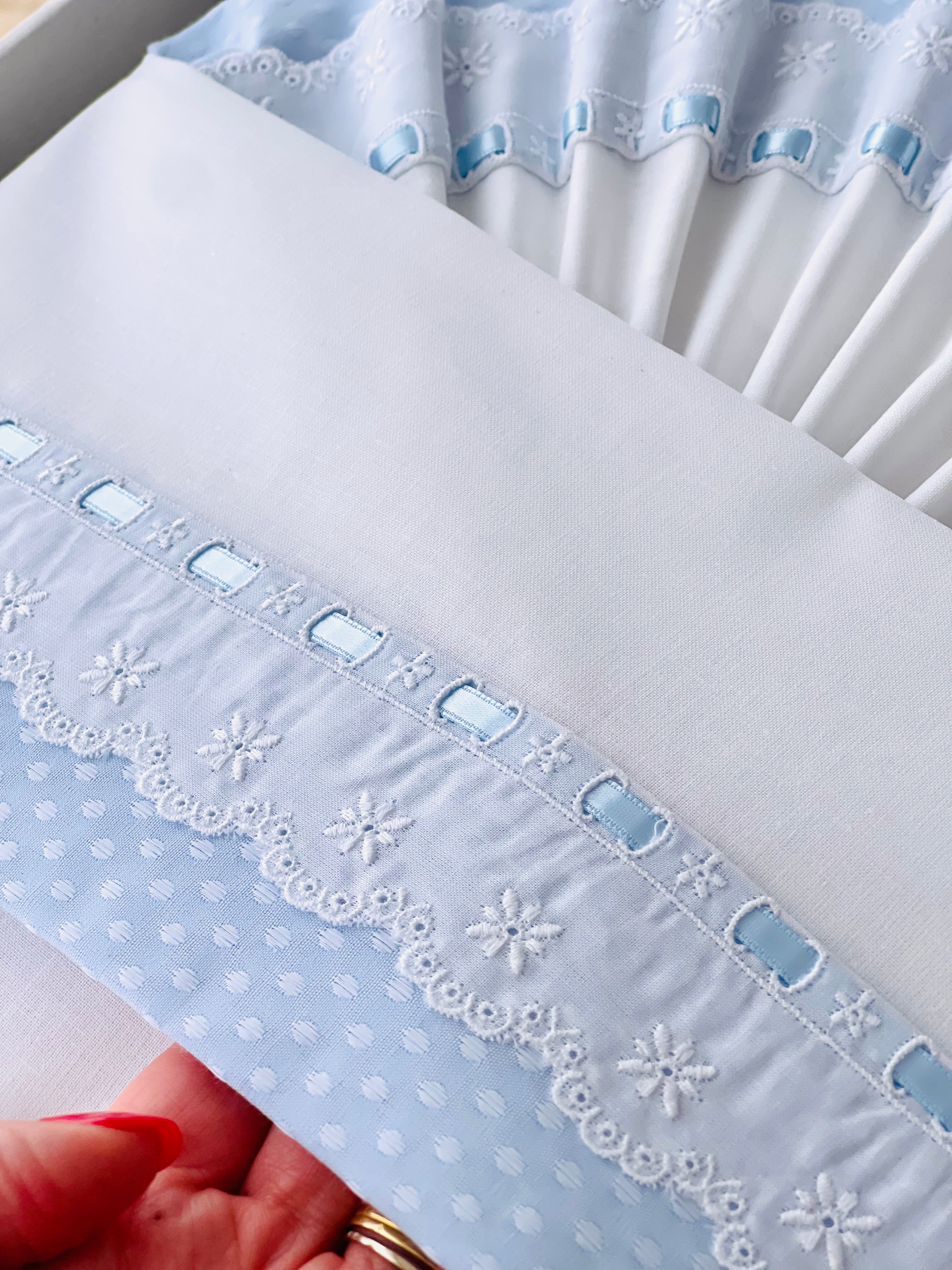 Lençóis algodão bolinhas e renda para CAMA de GRADES