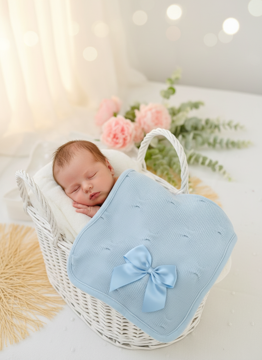 Manta dupla (malha e tecido polar) com laço