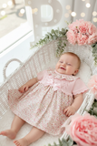 Vestido tema flores e laço 3-12M