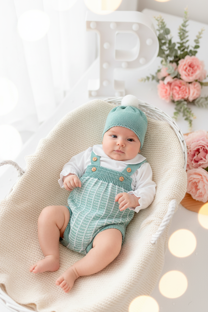 Conjunto doce verde : Fofo, camisa  e gorro