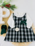Vestido e blusa xadrez com laço em veludo