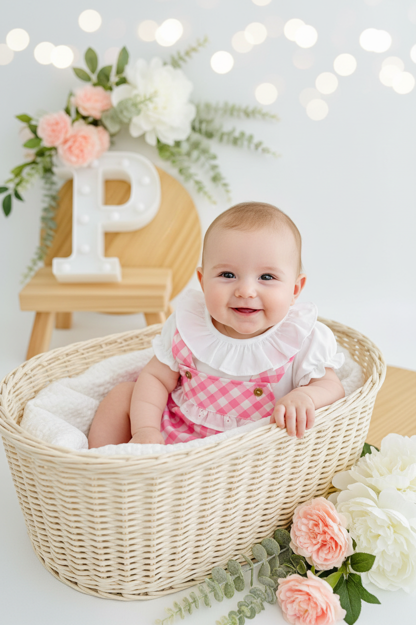 Fofo vichy rosa e camisola com golinha
