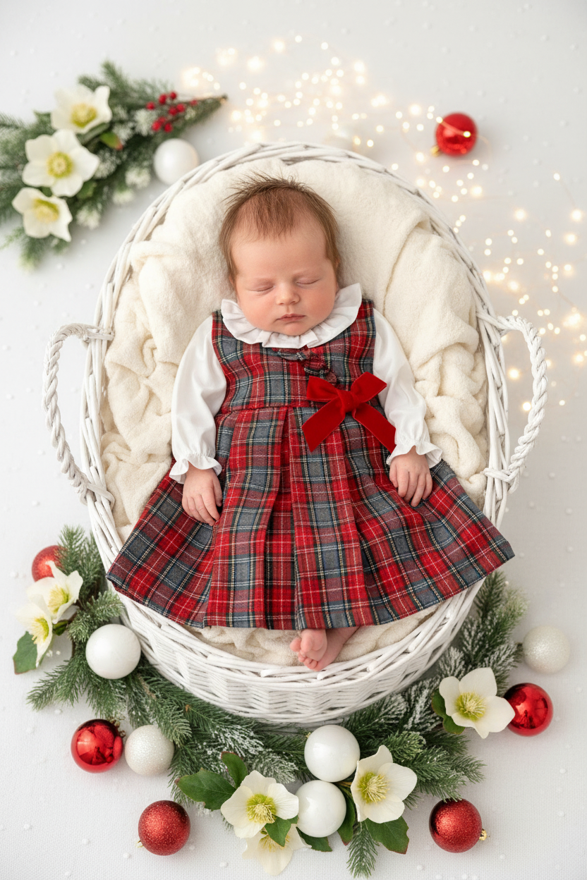 Vestido e blusa xadrez com laço em veludo