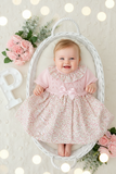 Vestido tema flores e laço 3-12M