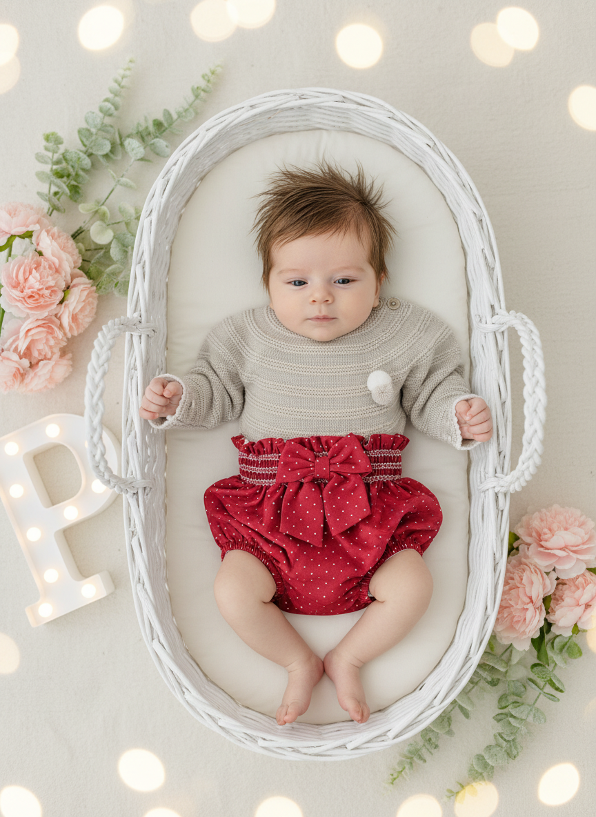 Camisola de malha com pompom e tapa fraldas