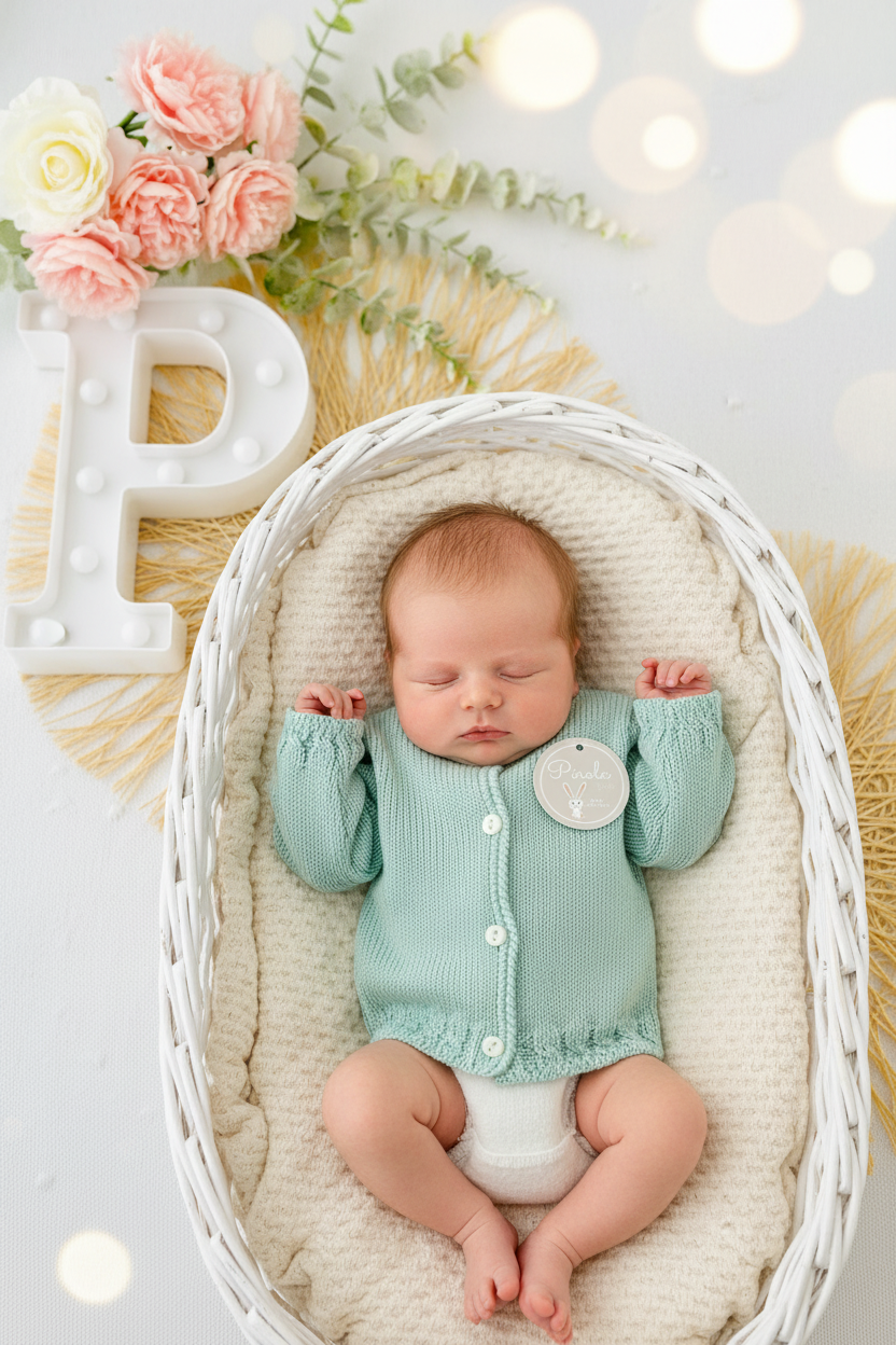 Casaco de malha recém nascidos malha fina