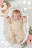 Babygrow bege tema flores em algodão