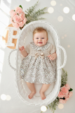 Vestido tema flores e laço 3-12M