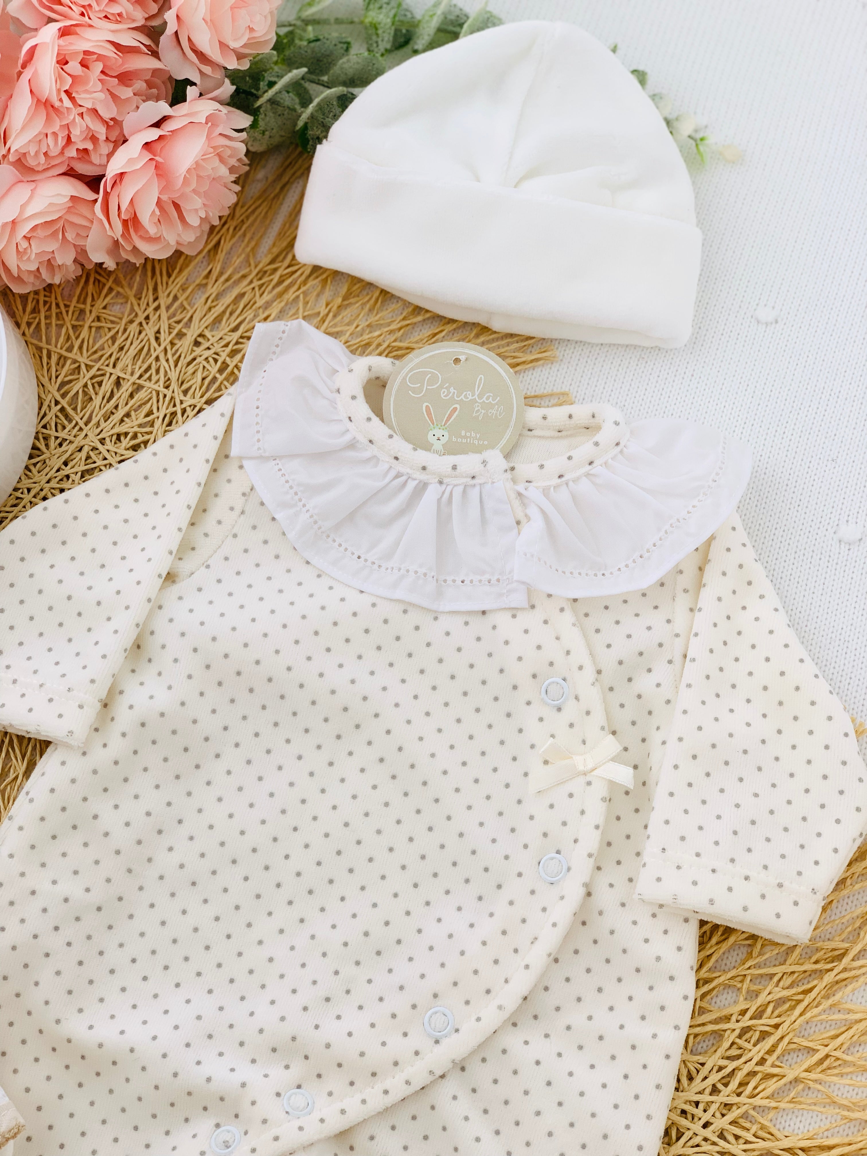 Babygrow carinho pintinhas em veludo