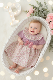 Vestido tema flores e laço 3-12M